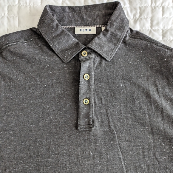 Rowm Dillards Men Slub Polo Shirt Dark Gray Medium - Picture 1 of 4